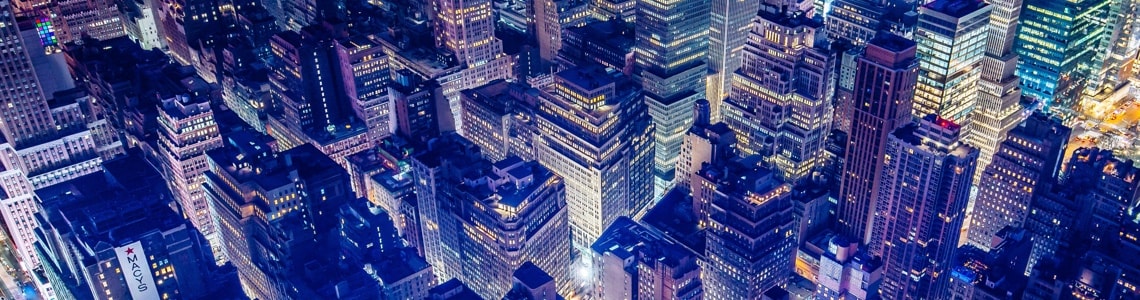 Photo of city scape from a high angle looking downwards