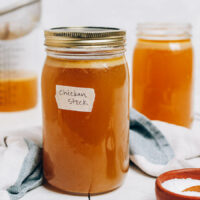 Two jars of Instant Pot chicken stock