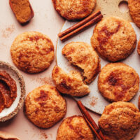 Overhead photo of vegan gluten-free apple butter snickerdoodle cookies