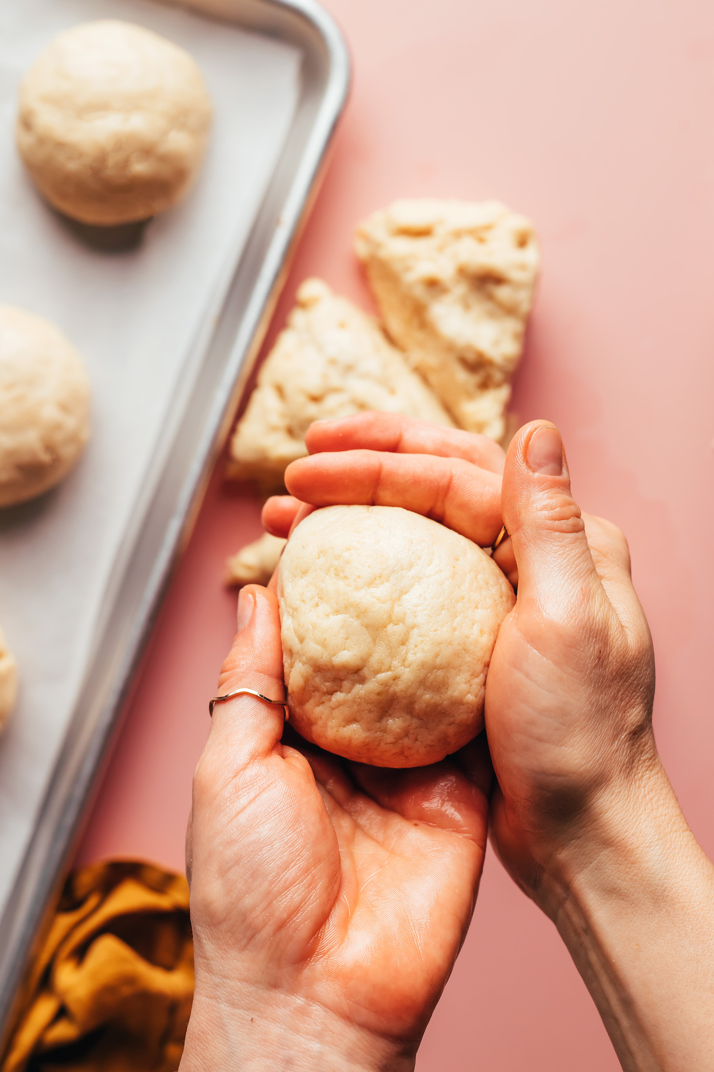 Forming the dough into hamburger bun shapes